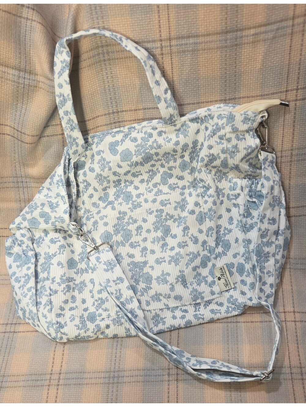 Miss Adola Blue Floral Fabric Multipurpose Bag